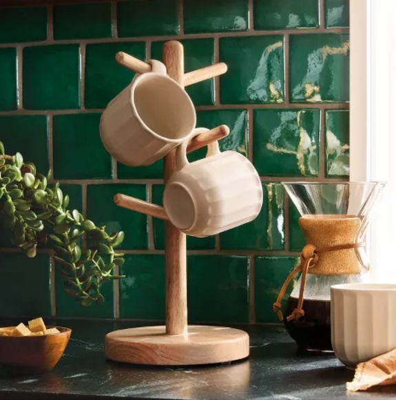 Wood Tree Mug Rack Freestanding Kitchen Organizer - Picture 3 of 3